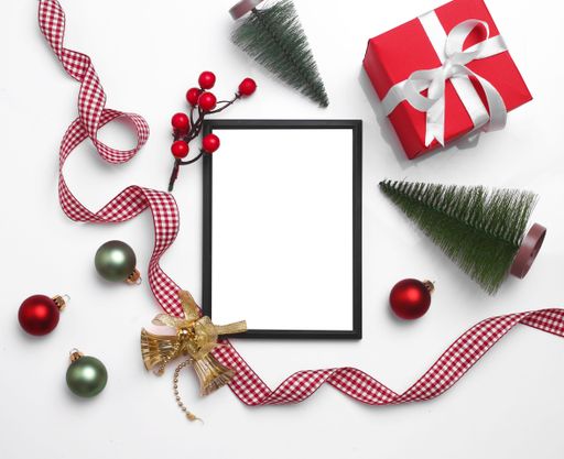 A Christmas festival mockup on white background with a blank frame in the center.