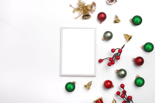 A Christmas festival mockup on white background with a blank frame in the center.