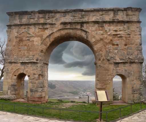 The ancient Roman triumphal arch of Medinaceli Soria province, Castilla-Leon, Spain