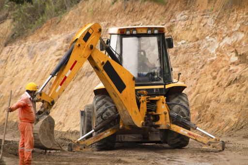 An industrial excavator working outdoors