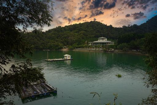 A beautiful scenery of a breathtaking sunset over the Sun Moon Lake in Xiangshan, Taiwan