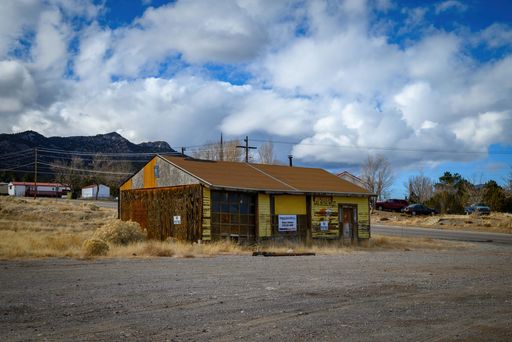 An old gas station on the road