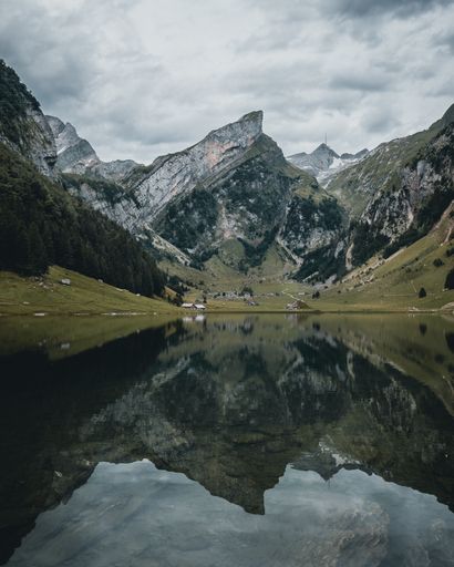 A beautiful view of the famous Riffelsee Lake in the Matterhorn mountains in Switzerland