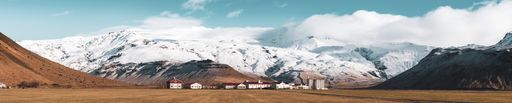 A high-resolution panorama taken from the road close to the famous Eyjafjallajökull volcano