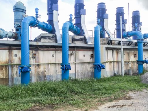 Outdoor scenery during day time at water treatment plant area.