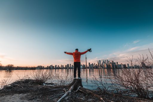 Toronto skyline at Ontario, Canada in winter 2020