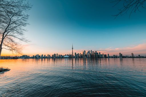 Toronto skyline at Ontario, Canada in winter 2020