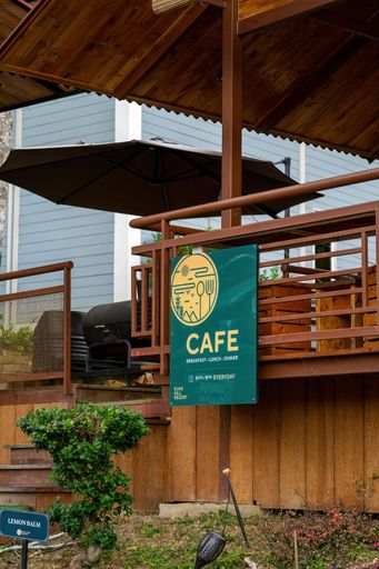 Perak, Malaysia - Oct 19,  2022 Cafe signboard at the Kuak Hill Resort in Lenggong.