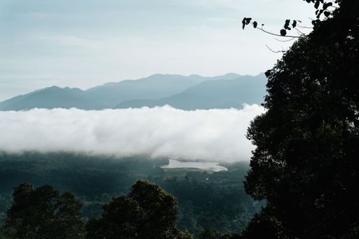 clouds during a golden sunrise above the Titiwangsa range mountains in Lenggong, Perak.
