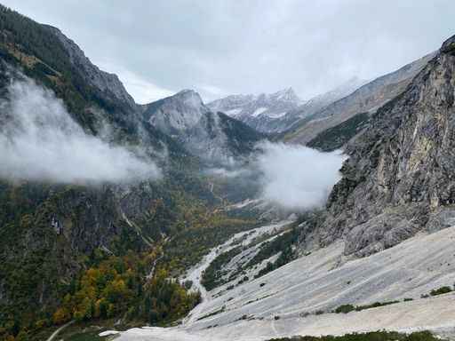 A beautiful shot of mountains and valleys in foggy weather