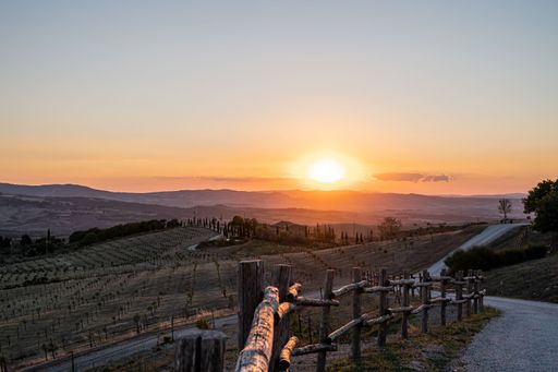 Beautiful hills during a sunset in Tuscany