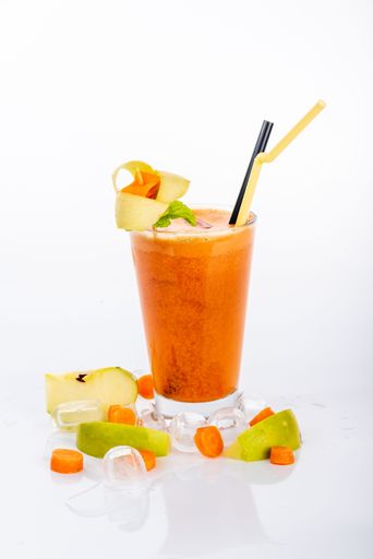 A vertical shot of a fresh juice