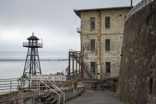 Detail of the watchtower of the Alcatraz prison
