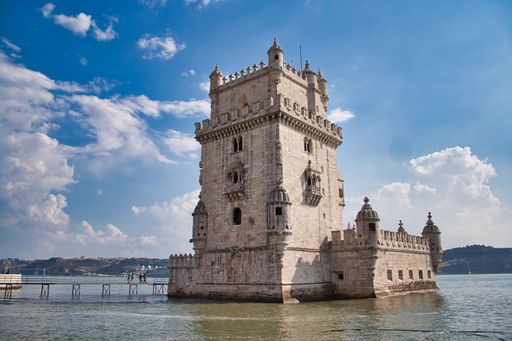 A beautiful view of the Belem Tower, Fortification in Lisbon, Portugal