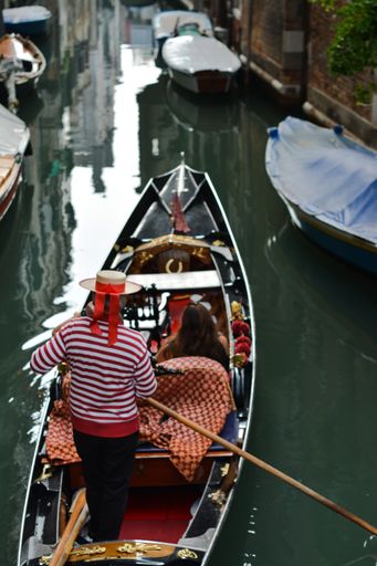 A back view of male sailing on boat