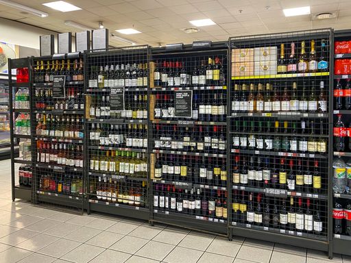 Closed off shelves at a major retailer in Cape Town, South Africa during the alcohol sales ban due to the second wave of coronavirus infections