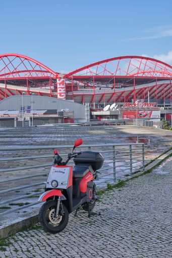 Acciona scooter near Estádio da Luz stadium, Benfica, Portugal