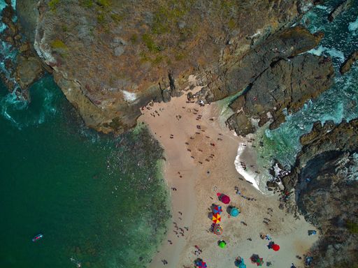 Tropical islands over the Pacific along the coastline of Mexico. Isla Cocinas is around 2 hours boat ride from Boca de Iguanas