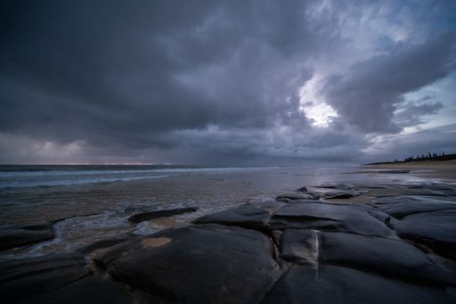 A beautiful shot at the Sunshine Coast of Queensland, Australia under storm clouds