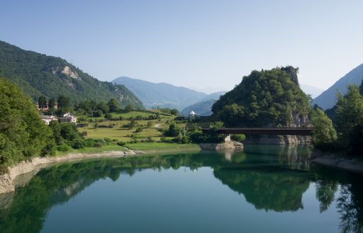 A beautiful shot of Lago Del Corlo in Rocca, Venetia, Italy