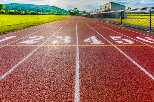 Low perspective image new running track looking across track