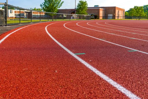 Low perspective image new running track looking across track