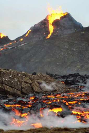 A beautiful view of the volcanic eruption in Iceland
