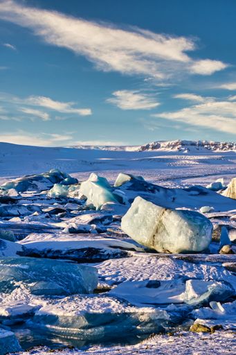 A vertical shot of Jokulsarlon Glacier Lagoon in Iceland