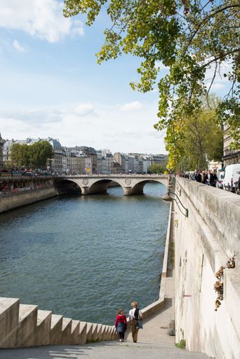 A scenic shot of views along the Seine River in Paris, France