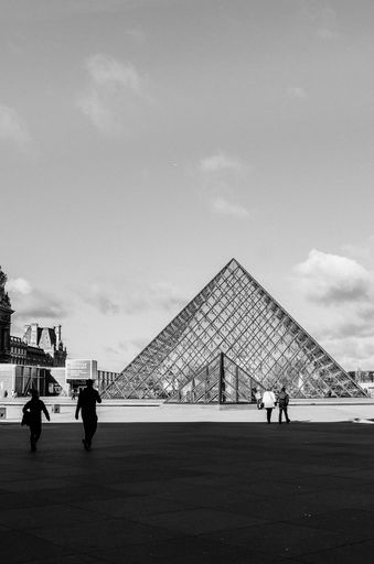 A vertical shot of the Louvre Museum, Paris, France during the daytime