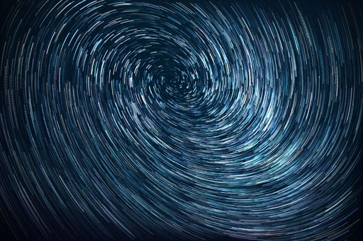 Mesmerizing star trails with the swirl vortex effect seen at night in Romania - Perseid meteor shower 2019
