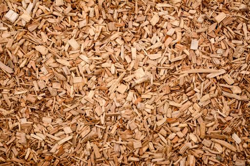 A pile of brown wood chips
