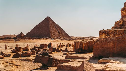 The ancient great pyramids of Giza in Egypt.