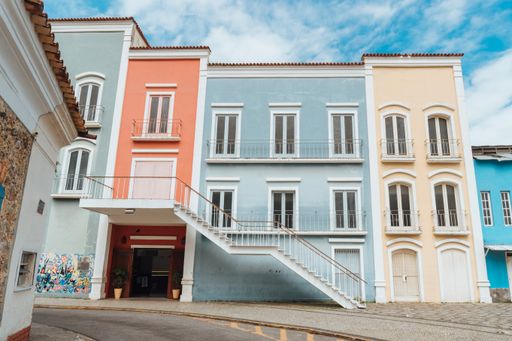A beautiful multi-colored building in the center of Rio de Janeiro