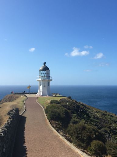 A vertical shot of the beautiful Lighthouse Cape Reinga in New Zealand