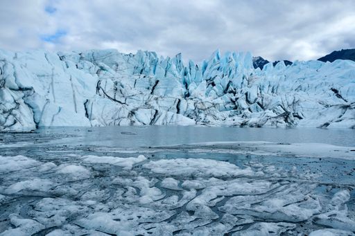 A beautiful shot of the frozen Matanuska Glaciers in Alaska