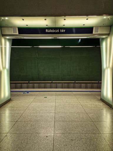 A vertical shot of the Rakoczi Ter train station in Budapest, Hungary