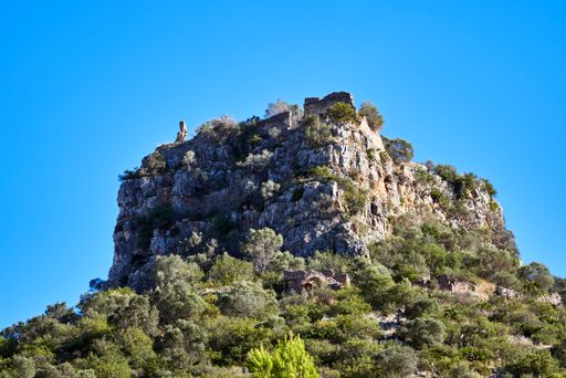 The ruins of the Muslim fortification of the castle of Marinyen, Spain