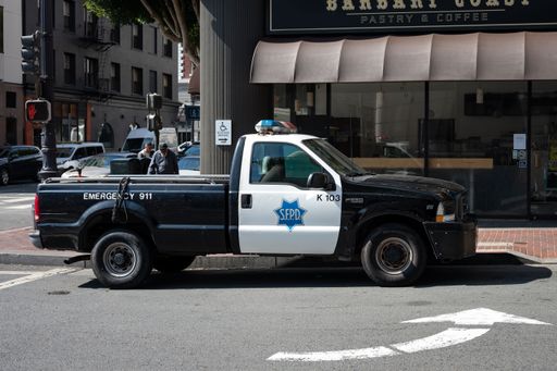 San Francisco Police Ford F-250 Super Duty pickup parked in the street