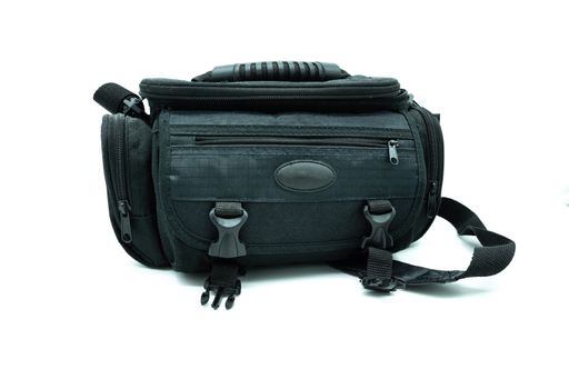 A comfortable roomy camera bag isolated in the white background