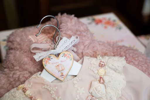 A closeup shot of pink baby clothes