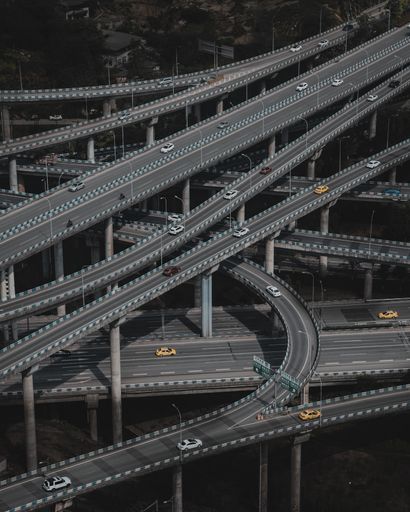 A beautiful view of the highway and overpass in the city
