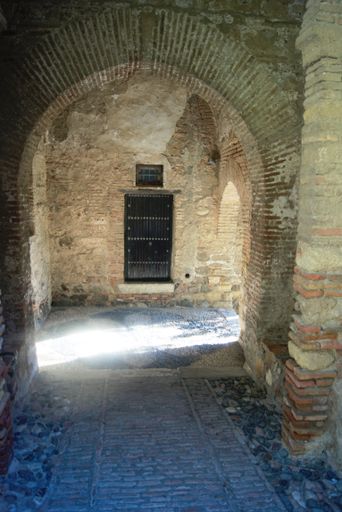The Alcazaba fortified palace, a defensive entrance gate leading the gardens of the medieval monument