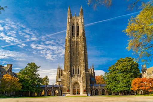 The exterior of the iconic Duke University Chapel in North Carolina.