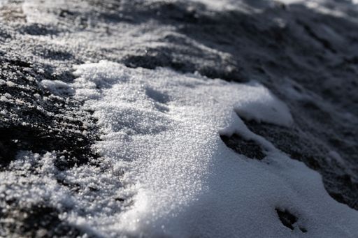 A closeup of snow under the sunlight
