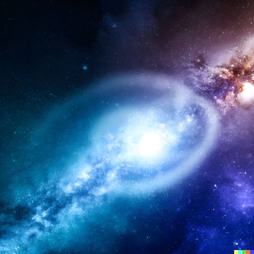 A spiral galaxy in outer space with starry blue sky perfect for wallpapers and backgrounds