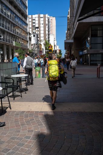 Pedestrian completely empty at the beginning of the season due to the covid 19 pandemic, in Mar Del Plata, Buenos Aires,  Argentina