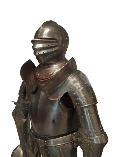 The details of medieval tournament armor, Museum of the Army, Les Invalides, Paris, France