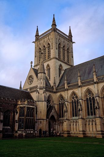 The St John's College Chapel from the First Court in Cambridge, England