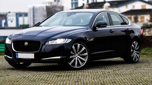 Jaguar XF parked at the port in Odense, Denmark